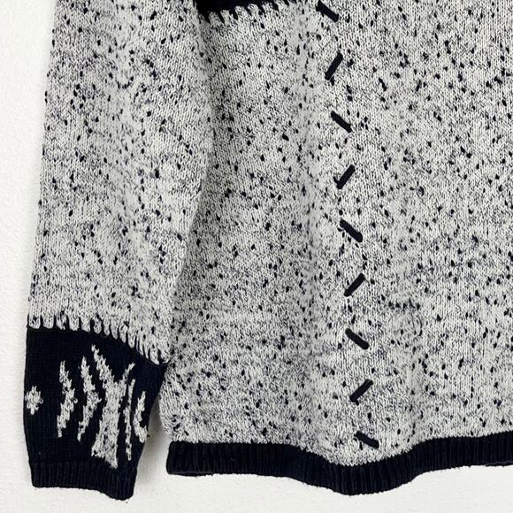 Vintage Christopher & Banks Sweater Navy Blue Chunky Knit Nordic Style Hand Knit - Picture 5 of 8